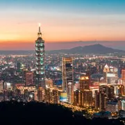 Night view of Taipei from the Taipei 101 observatory deck, the cheapest of the Taipei tours on this page, Taiwan